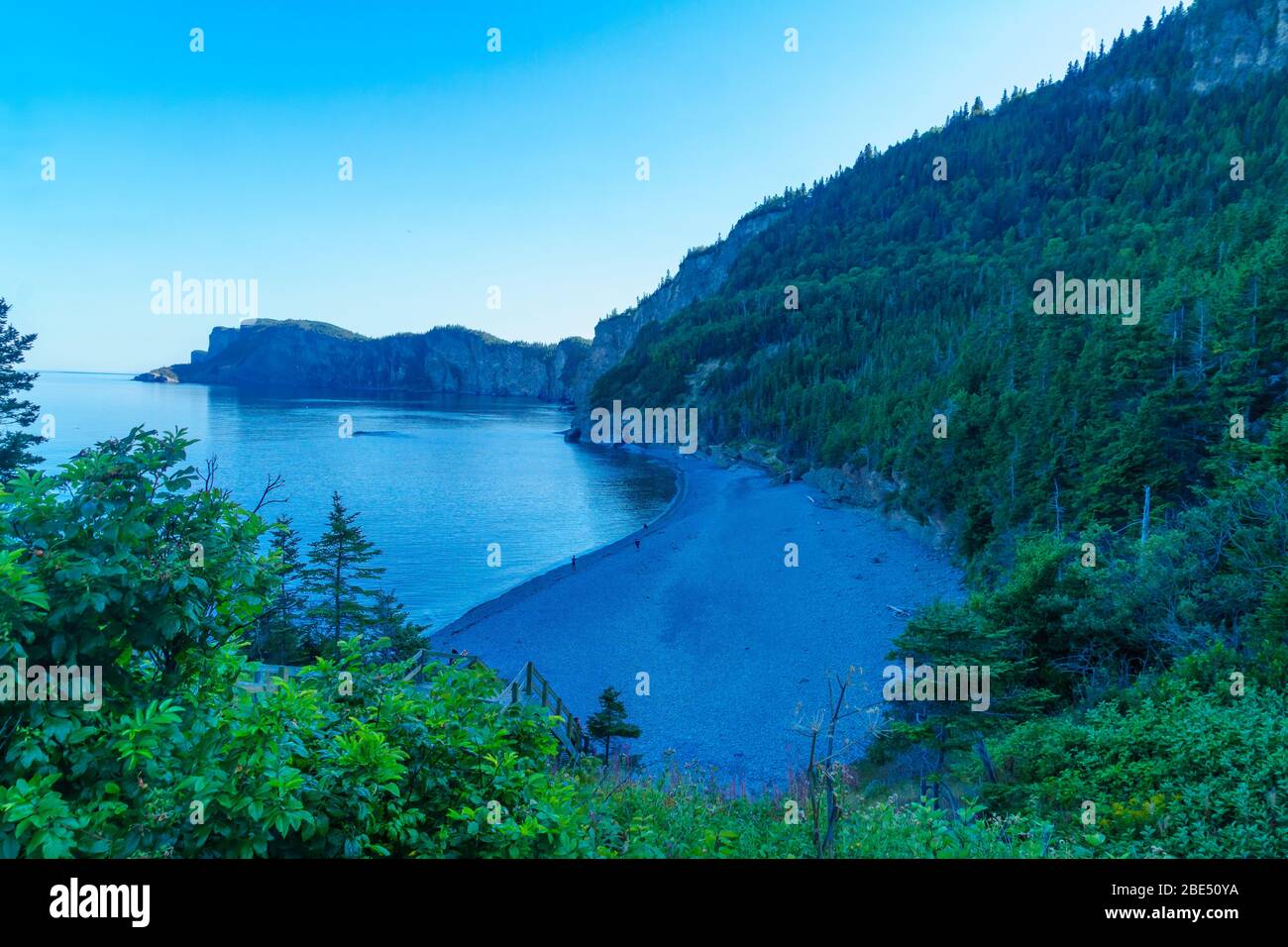 Landschaft mit Felsen und Meer in Cap-Bon-Ami, im nördlichen Bereich der Forillon National Park, Gaspe Halbinsel, Quebec, Kanada Stockfoto