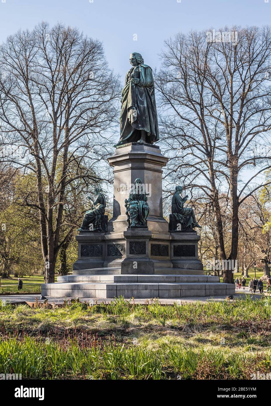 Denkmal für Carl Linnaeus für den schwedischen Naturforscher, Botaniker, Zoologen, Mineralogen und Arzt. Stockholm. Schweden Stockfoto