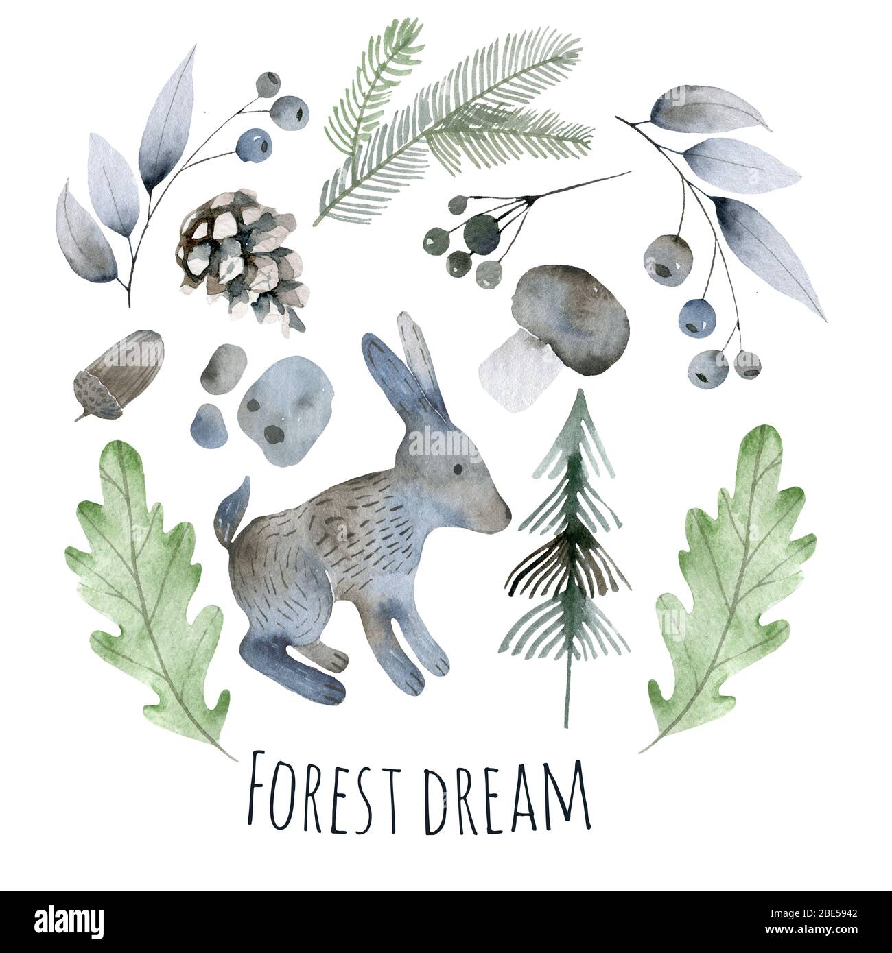 Waldtierhase oder Kaninchen. Handzeichnung Skizze schwarze Tinte isoliert auf weißem Hintergrund. Kunstdarstellung. Vintage Gravur Stil. Naturobjekte von Stockfoto