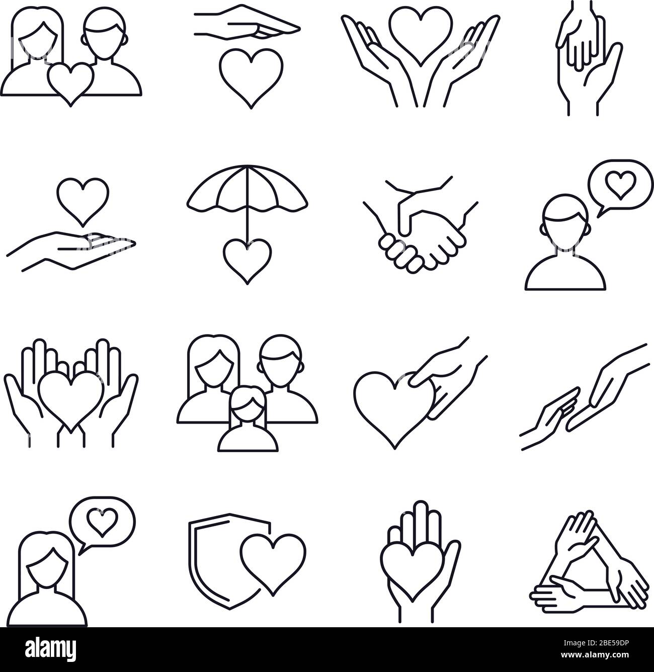 Liebe Und Freundlichkeit Herz Linie Symbole Freunde Familie Beziehungen Und Romantische Herzzeichen Linie Kunst Liebe Herz Elemente Menschen Beziehungen Vektor Stock Vektorgrafik Alamy