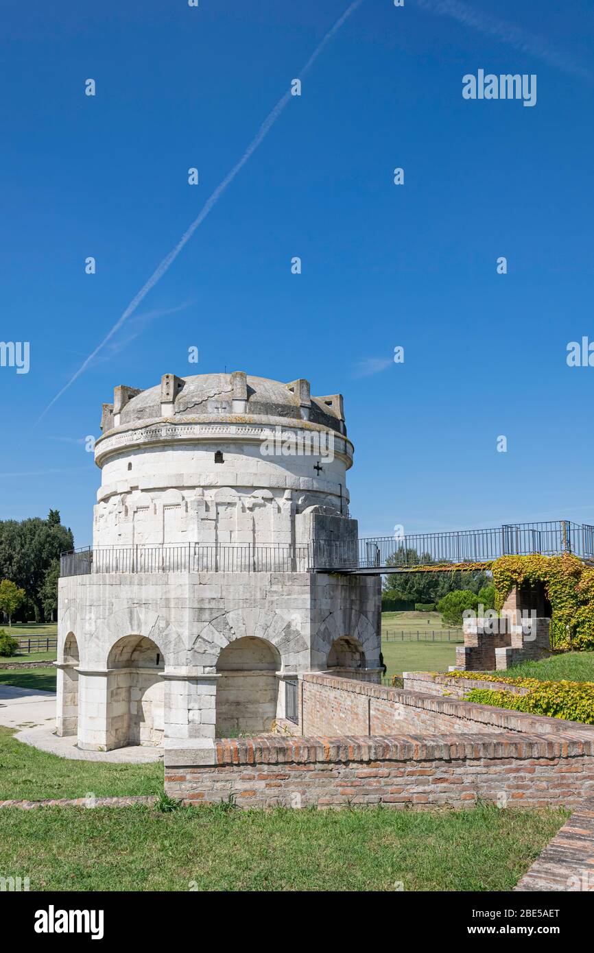 Das Mausoleum des Theoderich, ein Beispiel der paläochristlichen Architektur in Ravenna, Italien Stockfoto