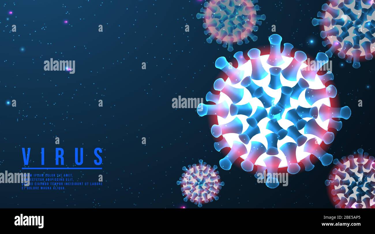 Chinesisches Coronavirus COVID-19 unter dem Mikroskop. Coronavirus-Krankheit. 3d-Vektordarstellung. Infografik zu Webbannern. Vektorgrafik Stock Vektor