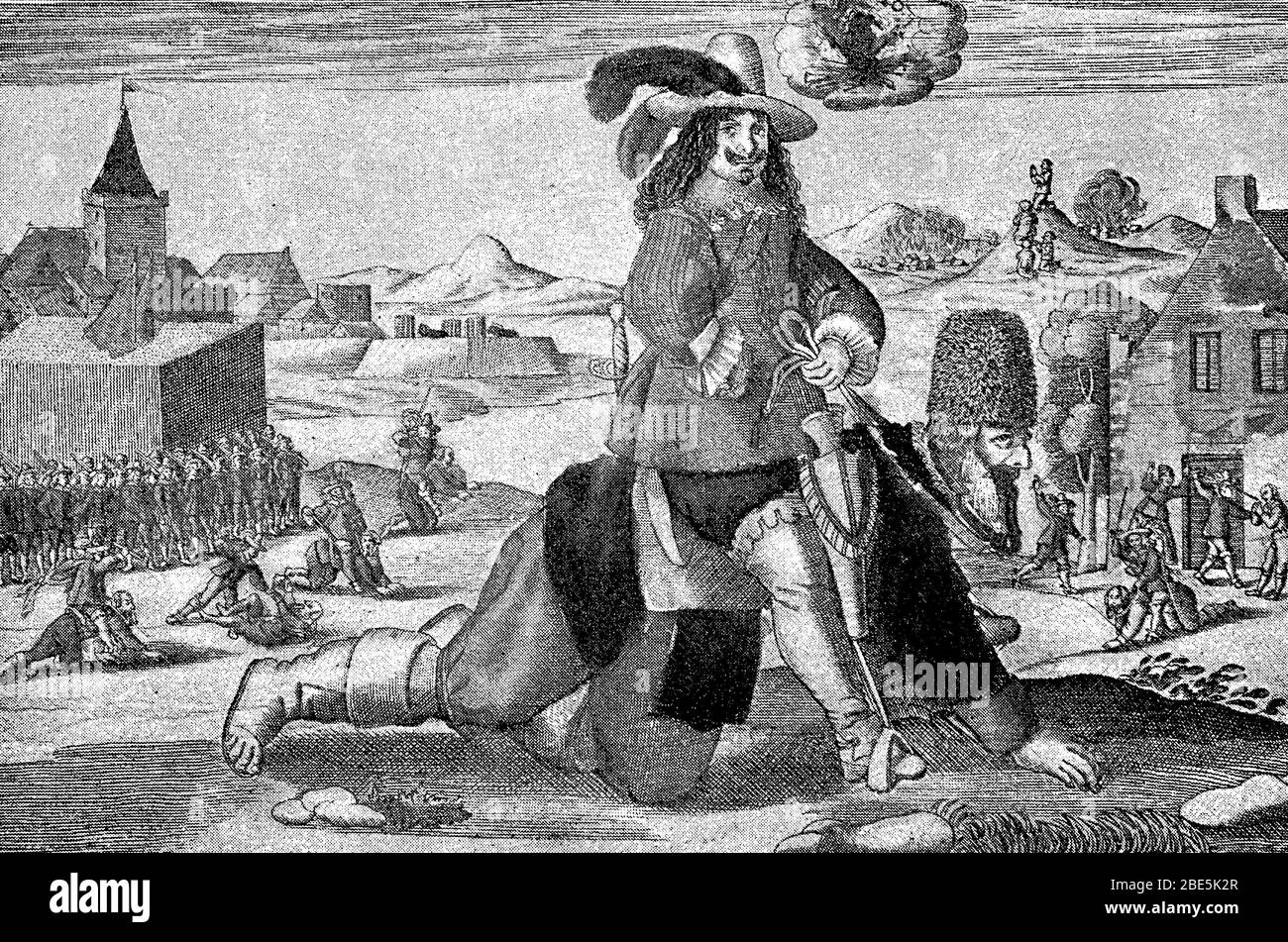 Faksimile einer abbildung auf einem Flugblatt über das Leiden der Bauern während des Dreizigjährigen Krieges, der Bauernreiter / Faksimile einer Abbildung auf einem Flugblatt über das Leiden der Bauern während des Dreißigjährigen Krieges, die Bauernreiter, Digital verbesserte Reproduktion eines Originals aus dem 19. Jahrhundert / Digitale Reproduktion einer Originalvorlage aus dem 19. Jahrhundert Stockfoto