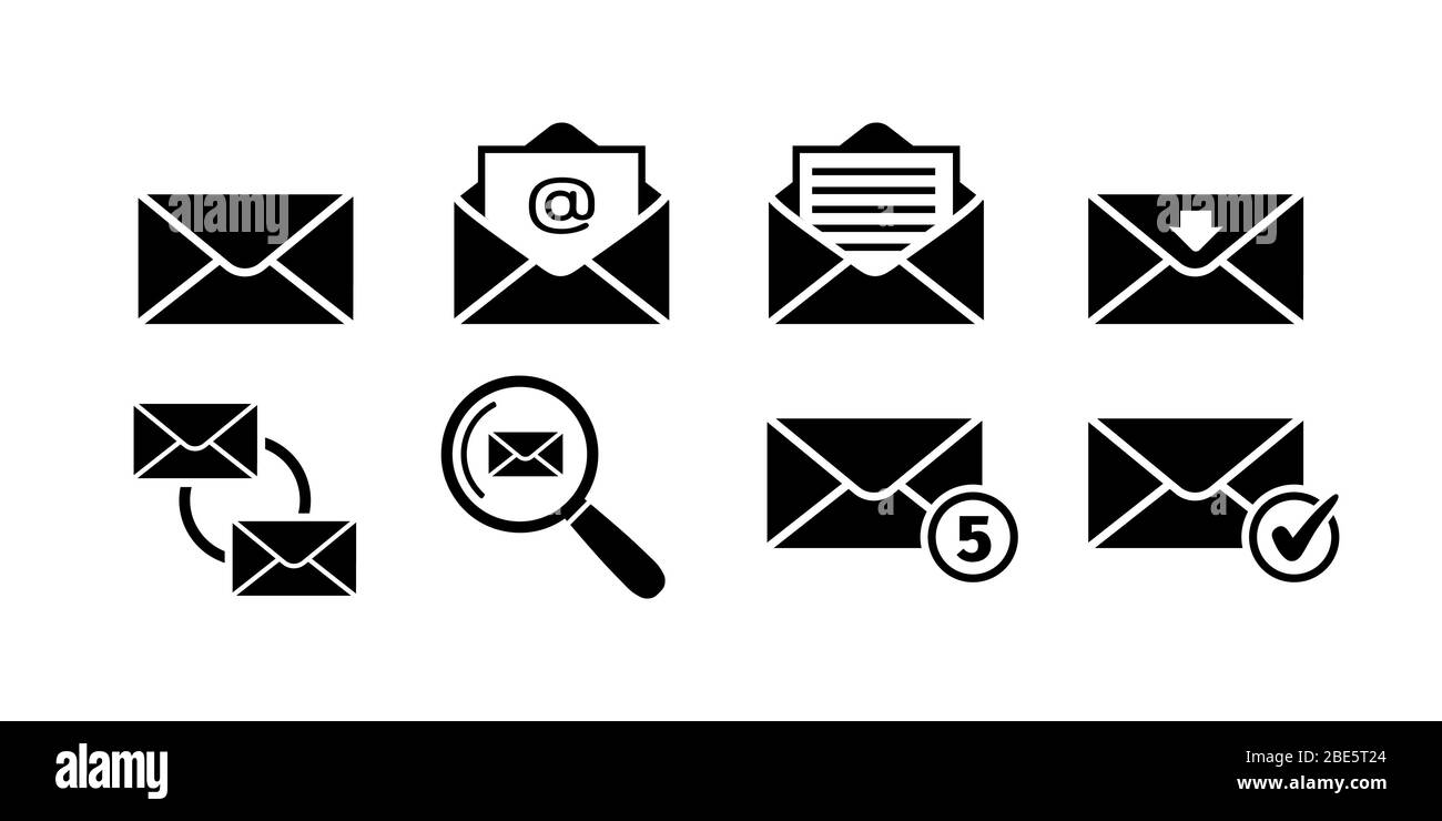 E-Mail-Symbol auf schwarzem Hintergrund Stock Vektor