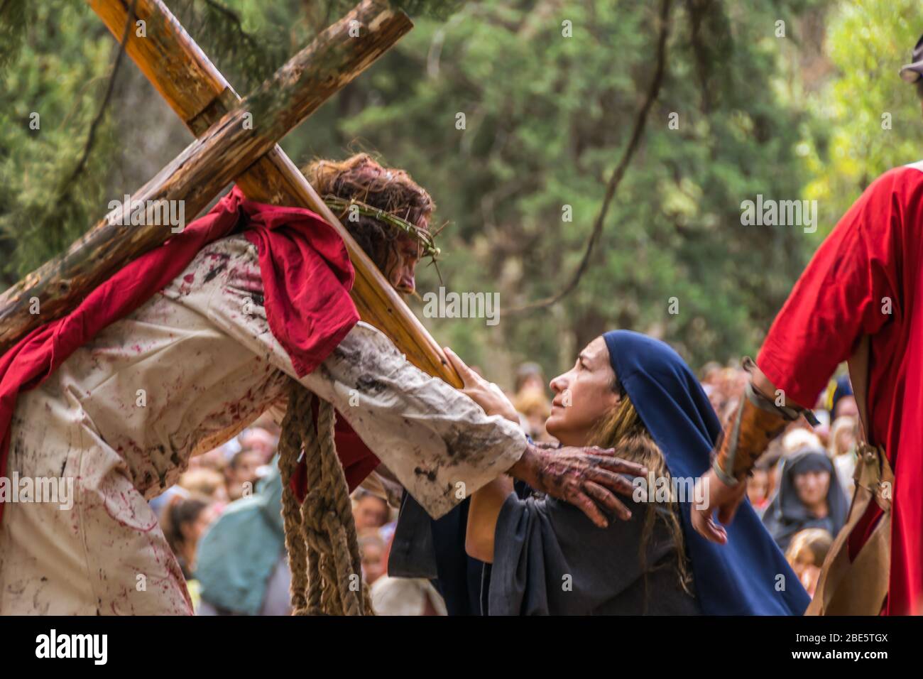 Claromeco, Buenos Aires, Argentinien - 26. März 2016: Live-Darstellung der Via Crucis in Claromeco, Buenos Aires, Argentinien Stockfoto