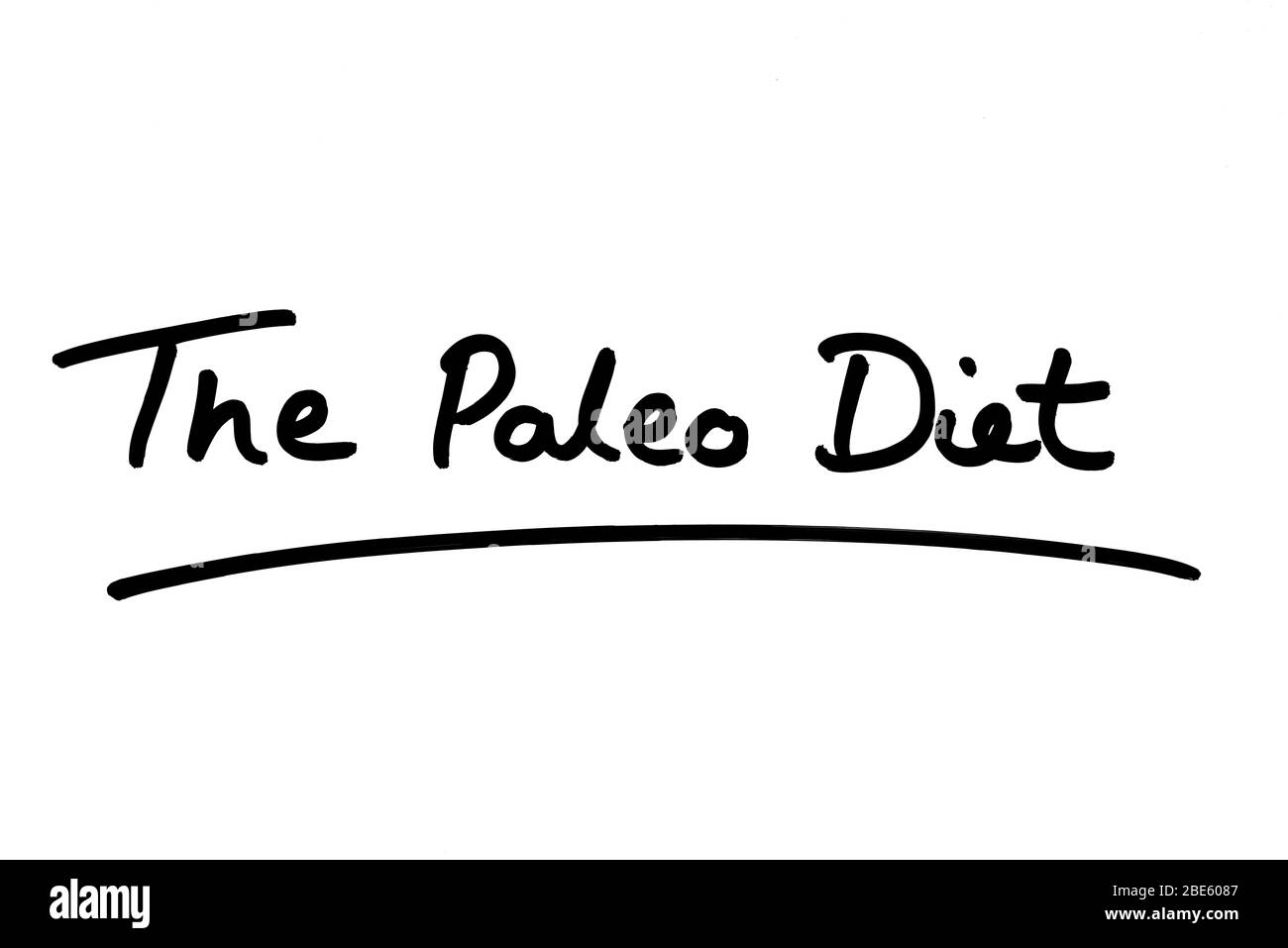 Die Paleo Diet handschriftlich auf weißem Hintergrund. Stockfoto