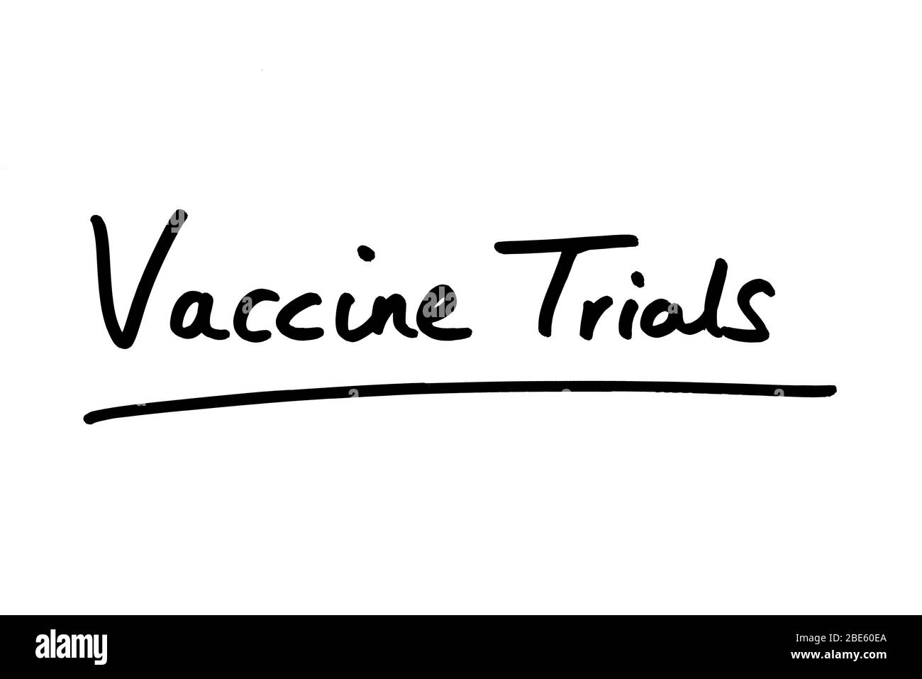 Impfversuche handschriftlich auf weißem Hintergrund. Stockfoto