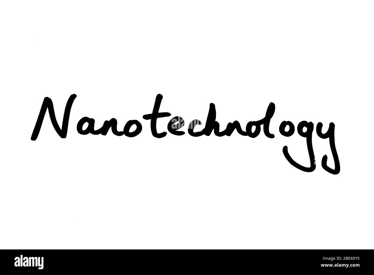 Nanotechnologie handgeschrieben auf weißem Hintergrund. Stockfoto