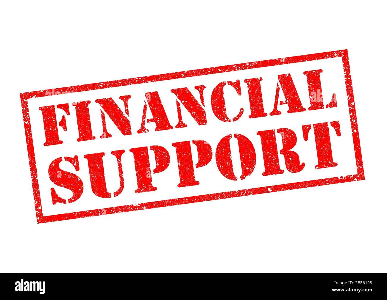 FINANZIELLE UNTERSTÜTZUNG Red Rubber Stamp über einem weißen Hintergrund. Stockfoto