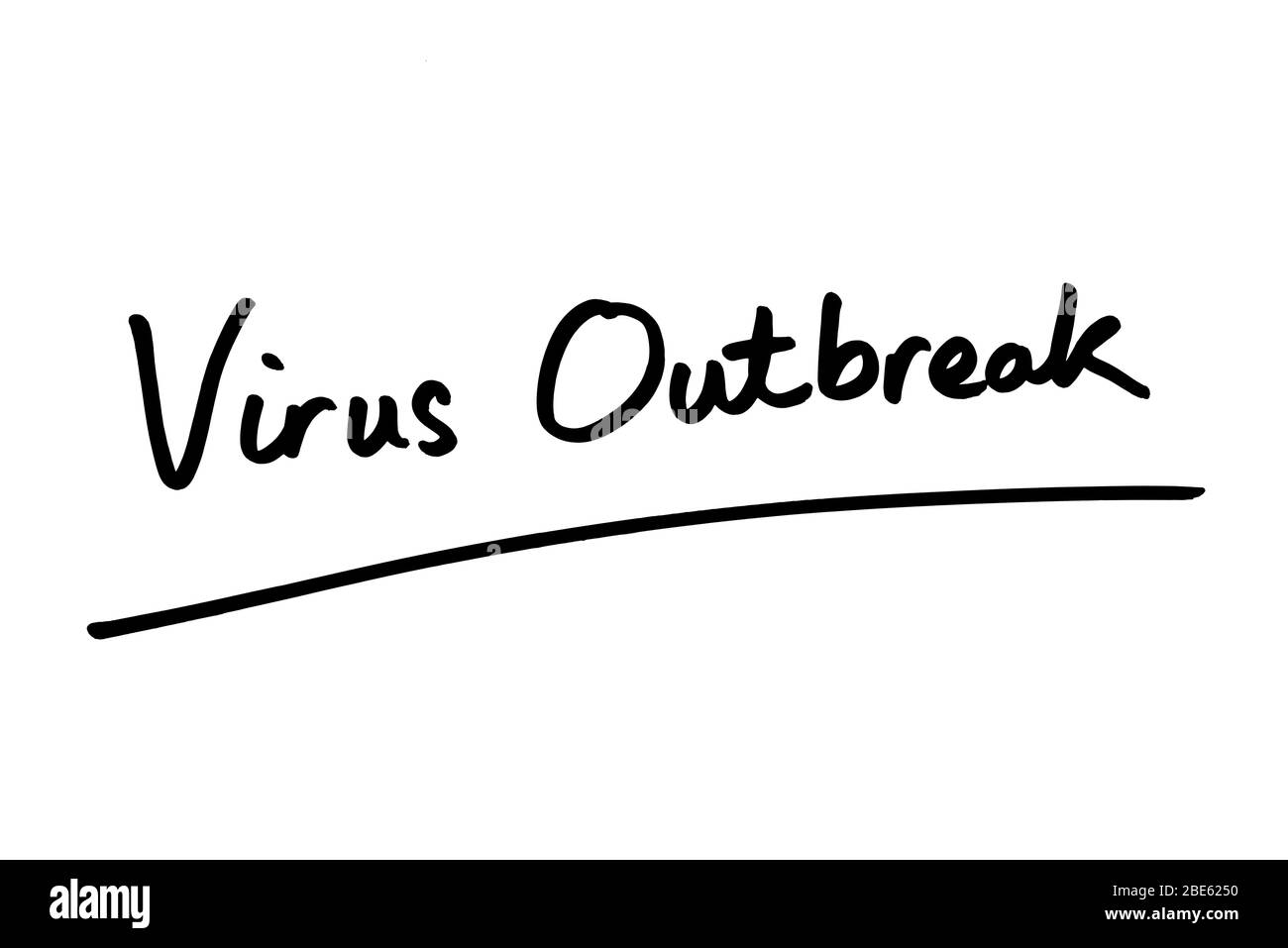 Virus Ausbruch nadwritten auf einem weißen Hintergrund. Stockfoto