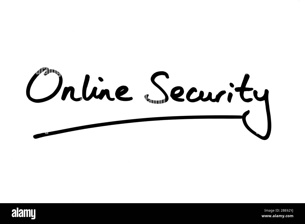 Online-Sicherheit handschriftlich auf weißem Hintergrund. Stockfoto