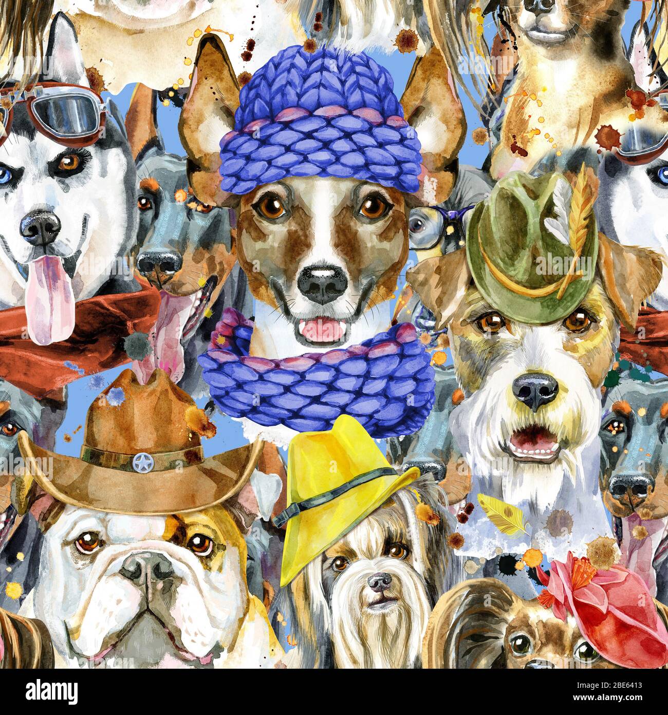 Aquarell nahtlose Muster der Hund. Haustier, Welpen Hintergrund. Tier  wallpaper Stockfotografie - Alamy