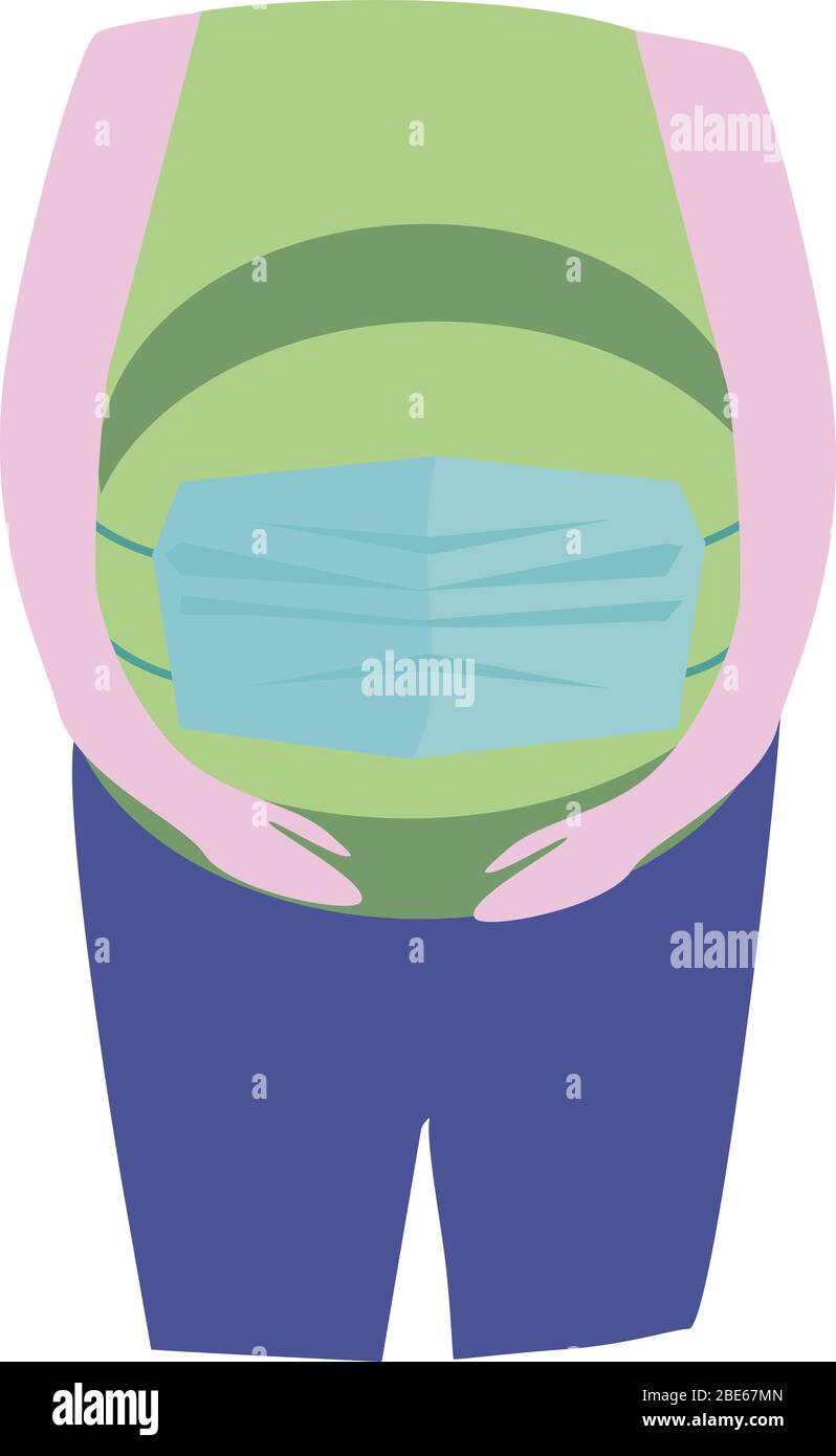 Schutz einer schwangeren Frau vor Coronavirus. Schwangere Frau Gesundheit Konzept. Stock Vektor