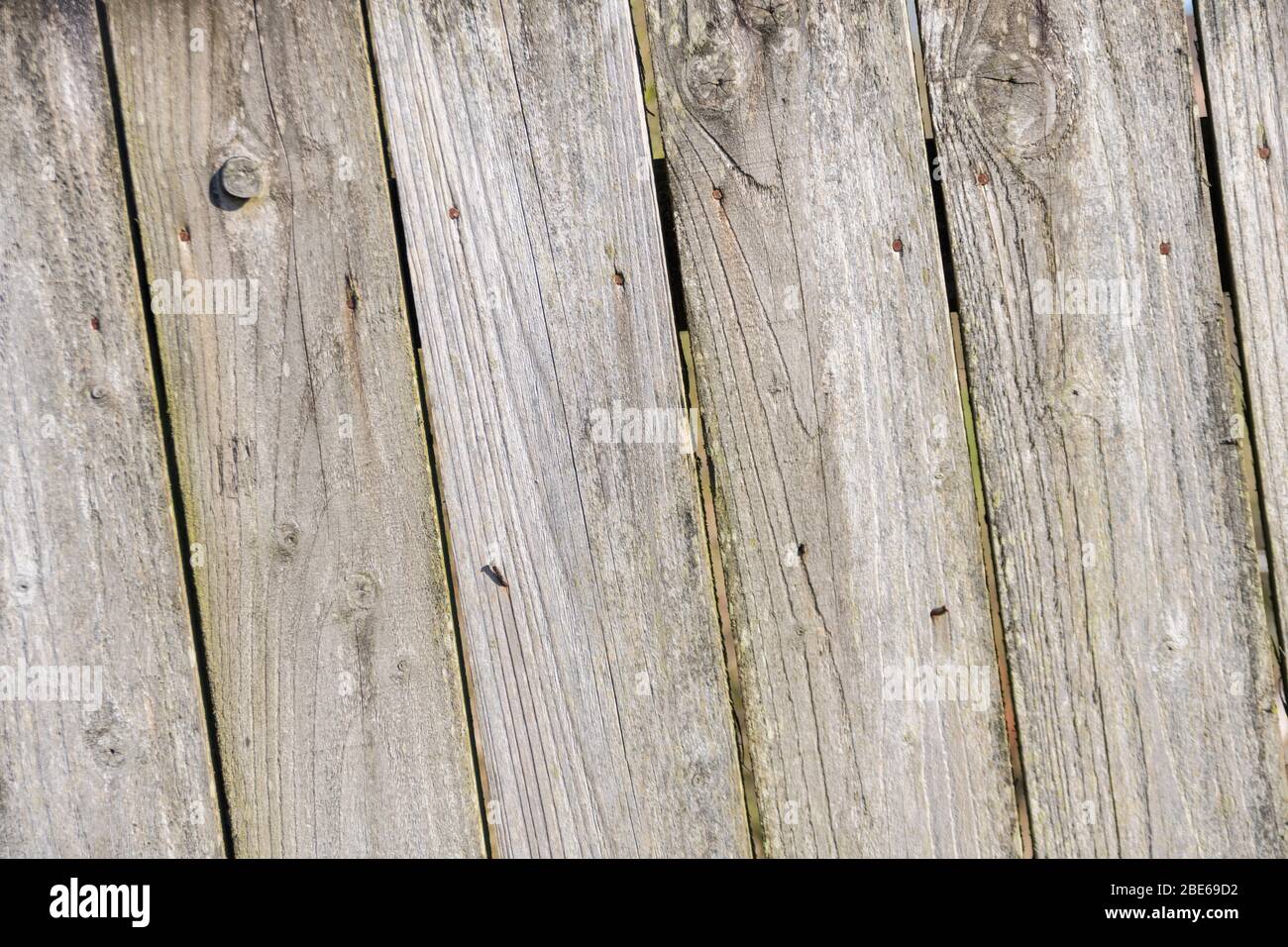 Holzlatten aus einer erheblichen Holzzaunstruktur. Stockfoto