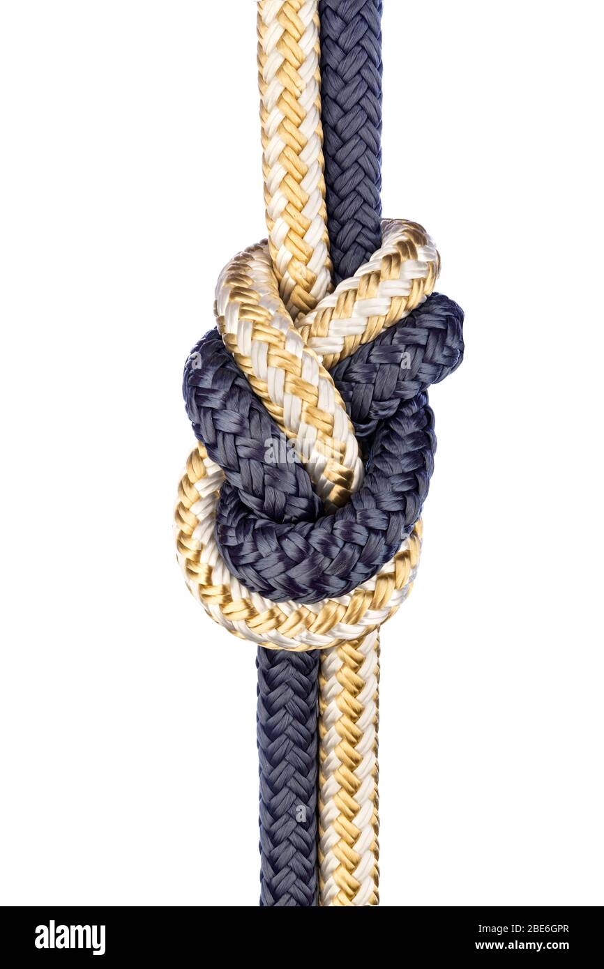 Ein Doppelseilfigur acht Knoten, auch Flämische Biegung genannt, wird häufig im Bergsteigen verwendet, weil es stark, sicher und leicht zu inspizieren ist Stockfoto