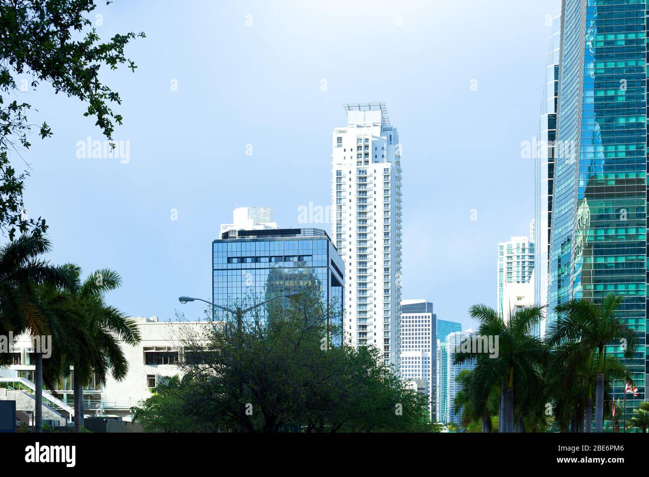 Skyline von Wolkenkratzern an der Brickell Avenue im Stadtzentrum von Miami, Florida, Vereinigte Staaten Stockfoto