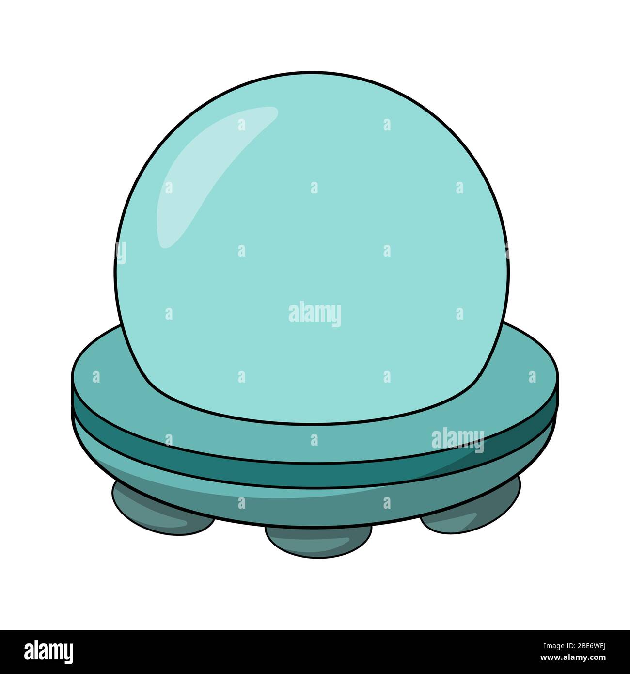 UFO fliegende blaue Cartoon Raumschiff. Weißer Hintergrund isoliert Vektor-Illustration Stock Vektor