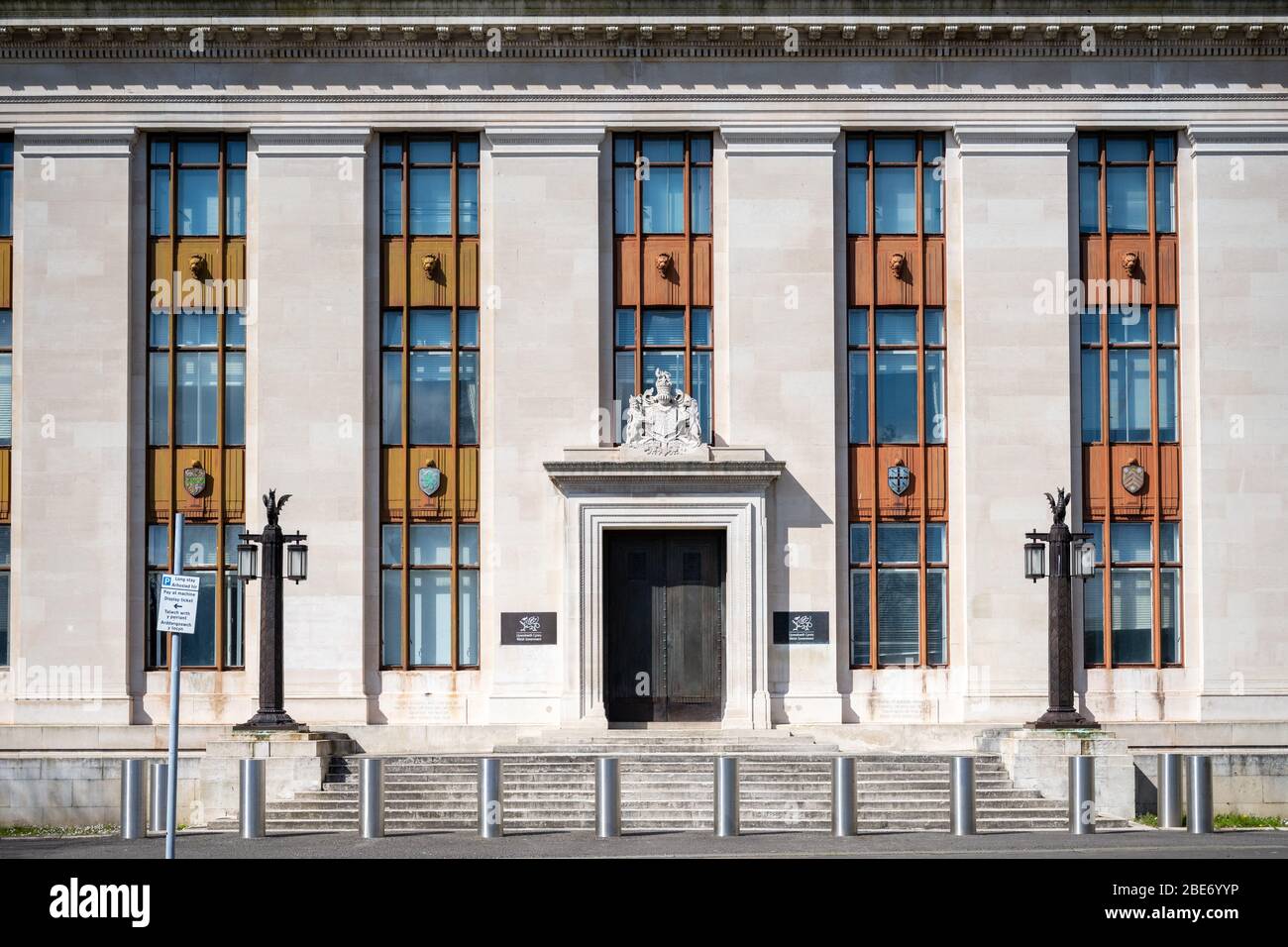 Ein allgemeiner Überblick über das Regierungsgebäude der Welsh Assembly in Cardiff, Wales, Großbritannien. Stockfoto