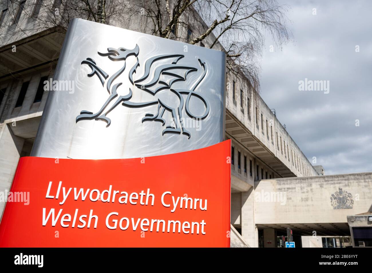 Ein allgemeiner Überblick über das Regierungsgebäude der Welsh Assembly in Cardiff, Wales, Großbritannien. Stockfoto
