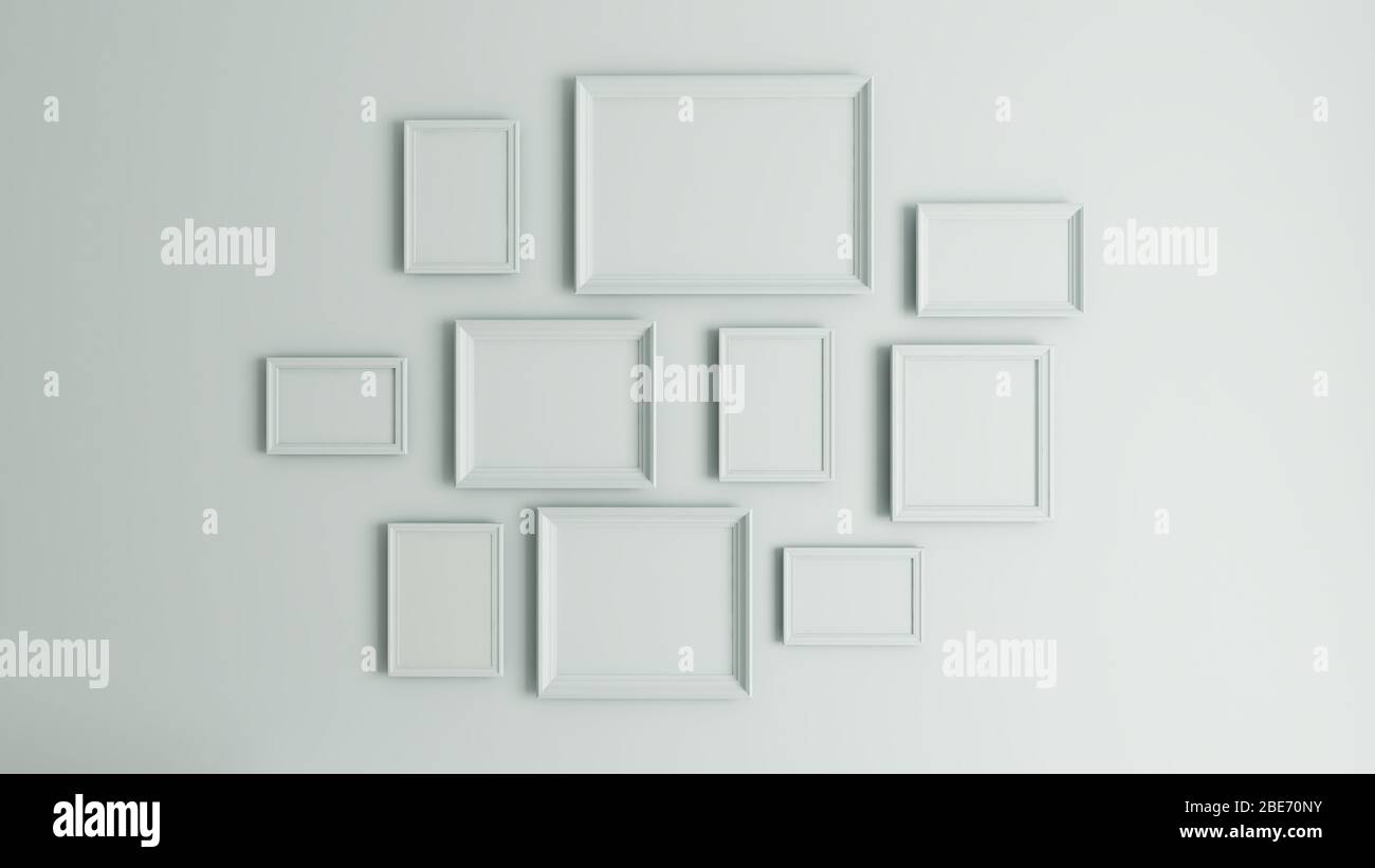 Foto oder Bild Kunst auf Vintage Wand mit Rahmen realistische 3D-Rendering Stockfoto