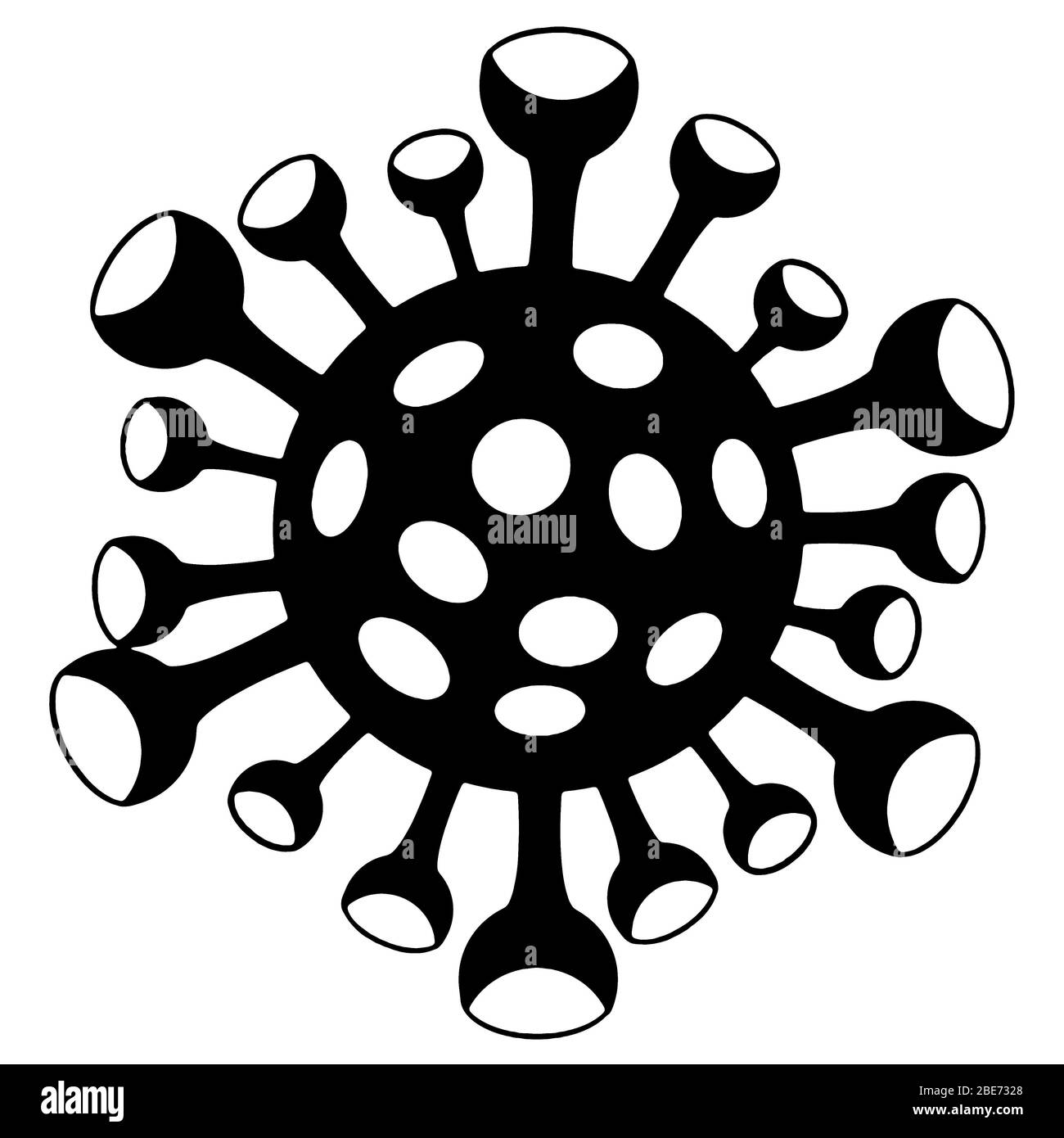 SARS-CoV-2 Coronavirus monochrome Logo respiratorischen Syndrom Coronavirus 2 oder 2019 neue Coronavirus 2019-nCoV Pandemie von Coronavirus COVID-19 Virus mol Stockfoto