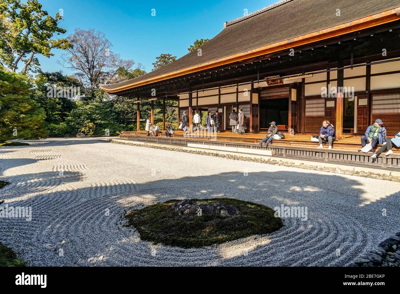 Steingarten (karesansui), Kennin-ji Tempel, Higashiyama, Kyoto, Japan Stockfoto