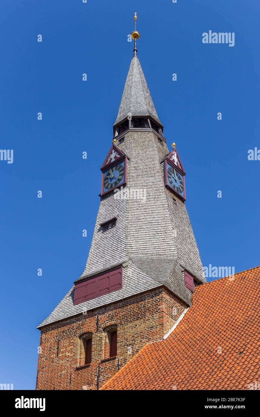 Turm der Christuskirche in Tunder, Dänemark Stockfoto