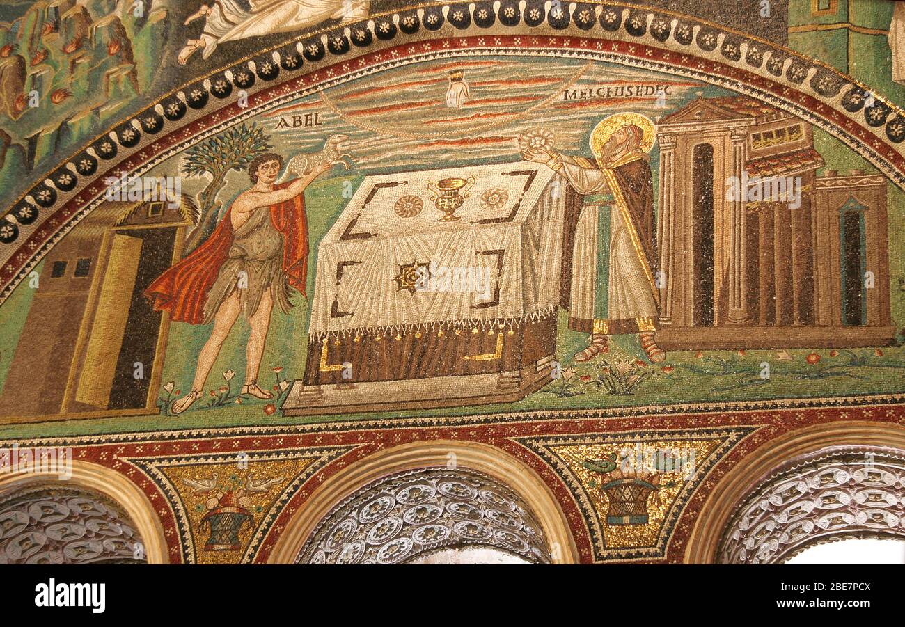 Italien. Ravenna. San Vitale. Byzantinische römische Mosaiken. 6. Jahrhundert. Innen. Stockfoto