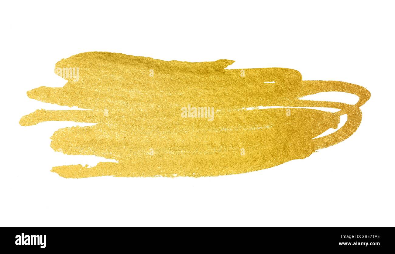 Abstrakt golden Aquarell Fleck auf weißem Hintergrund für Ihr Design Stockfoto