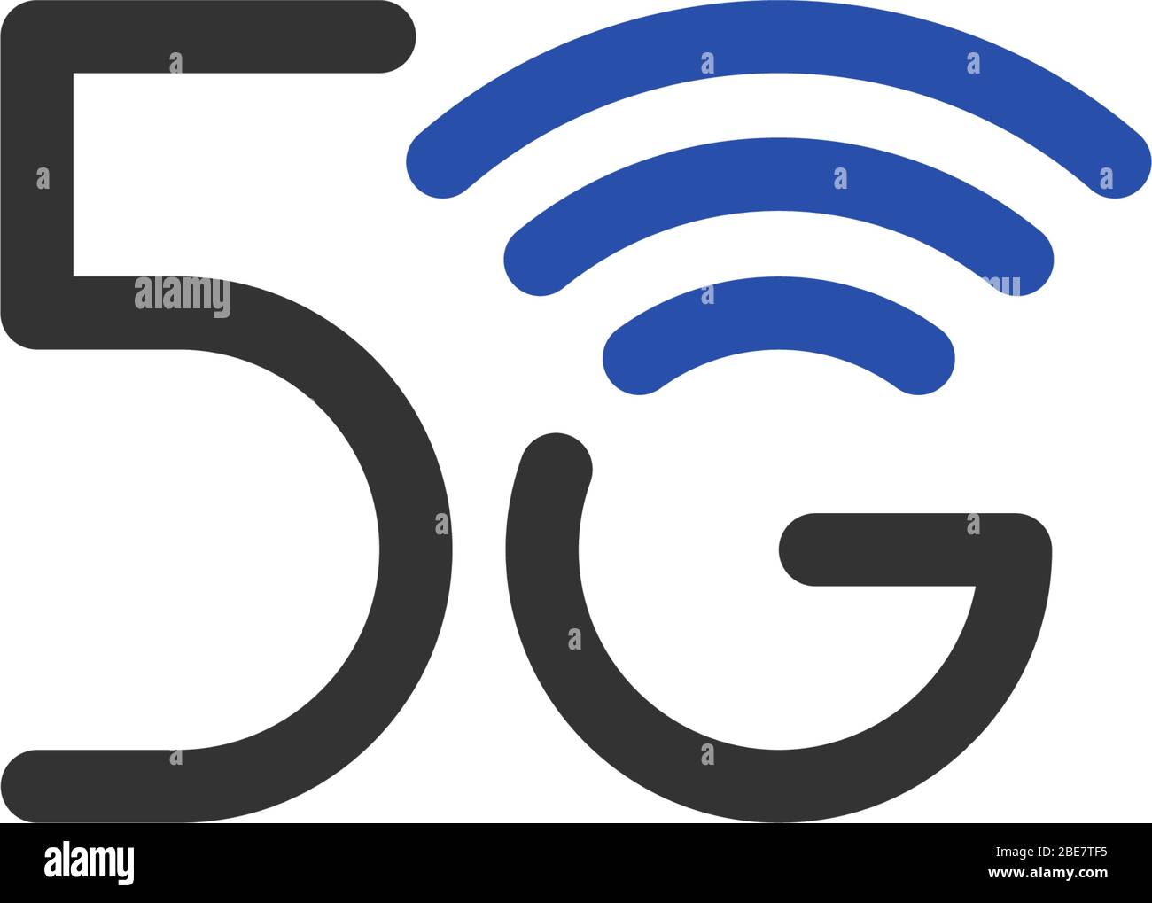 Geschäftssymbol für 5G-Netzanschluss. Symbol für Wireless Internet-Technologie der fünften Generation. Vektor 5 G Kommunikation Emblem blau Design-Vorlage isoliert Stock Vektor