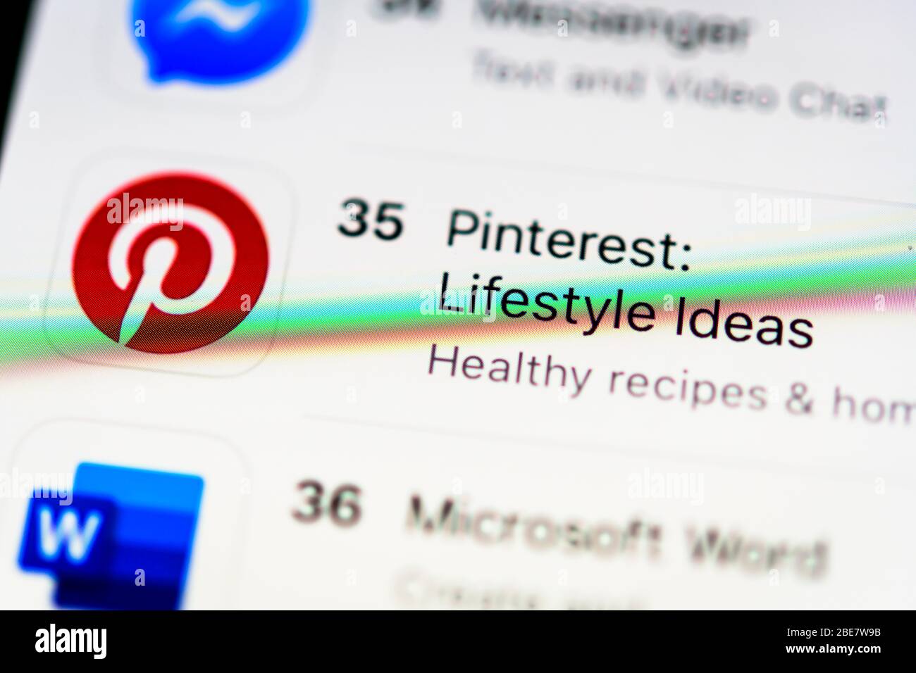 Pinterest App im Apple App Store, soziales Netzwerk, App-Symbol, Detail, Vollformat Stockfoto