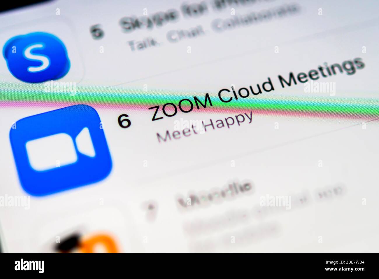 Zoom App im Apple App Store, Videokonferenz, App-Symbol, Detail, Vollbild Stockfoto