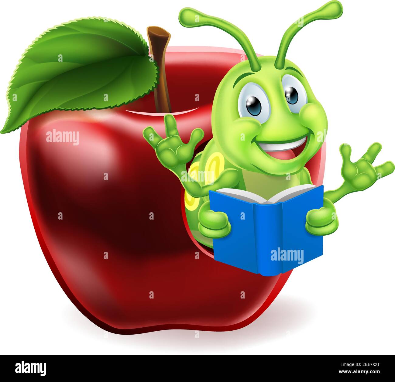 Apple Book Worm Cartoon Stock Vektor