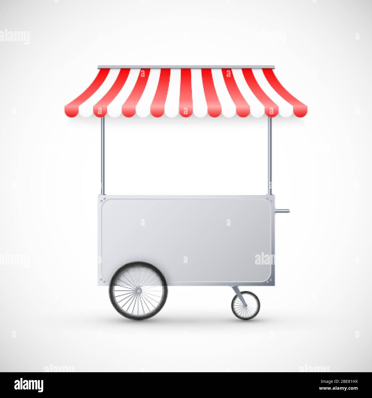 Wagen mit Markise. Mobile Street Food Delivery. Auf Rädern einkaufen. Vektorgrafik Stock Vektor