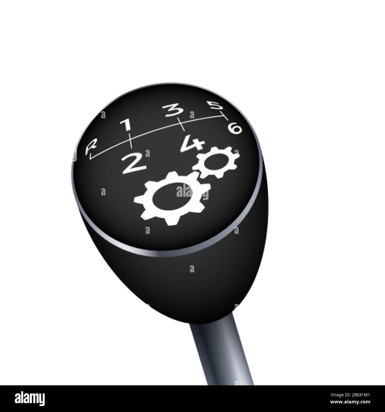 Gangknopf. Abbildung des schwarzen Getriebes. Mechanisches Autogetriebe. Vektorgrafik Stock Vektor