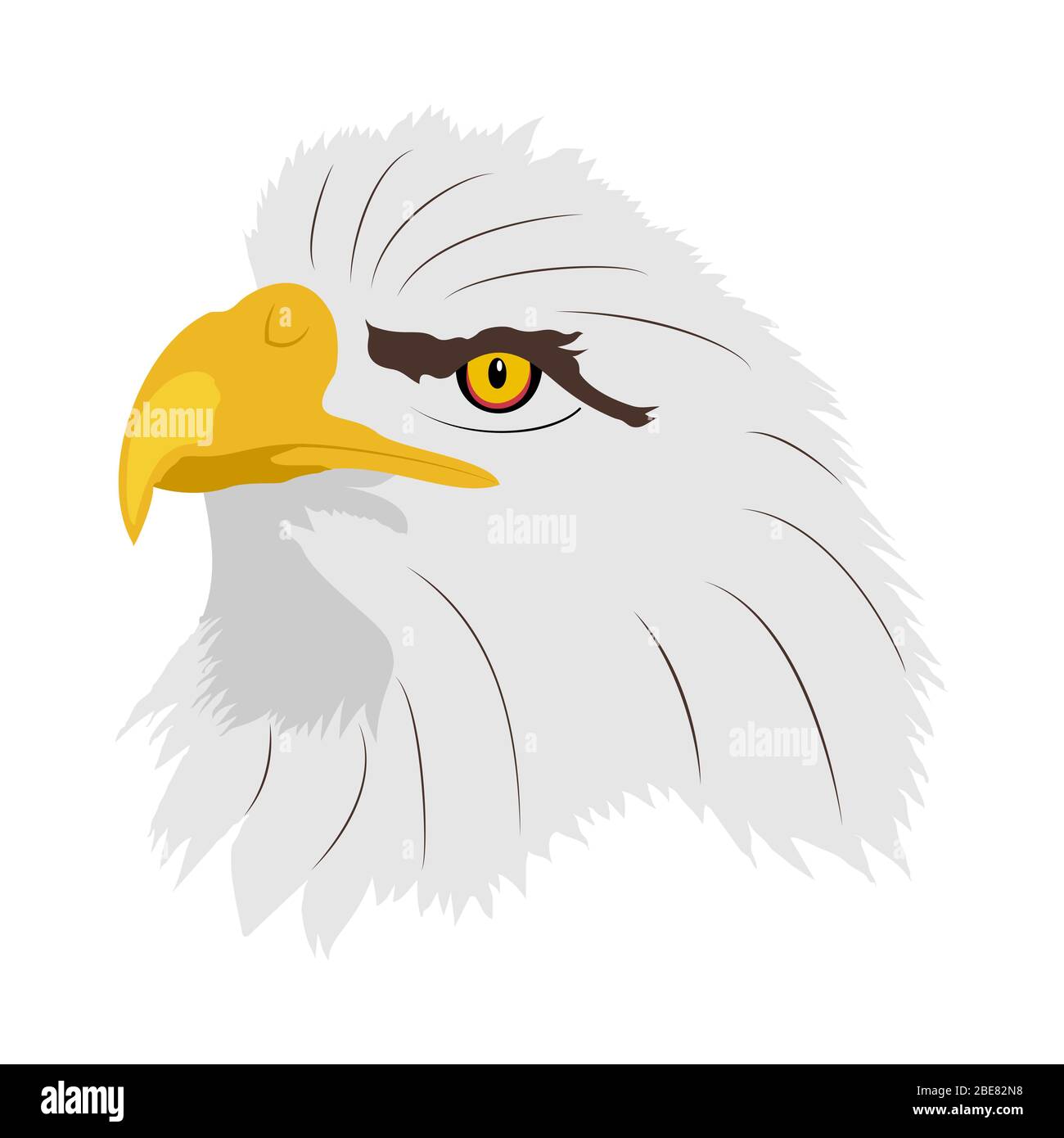 Amerikanischer Weißkopfseeadler. Abbildung eines Adlerkopfes im Profil. Stock Vektor