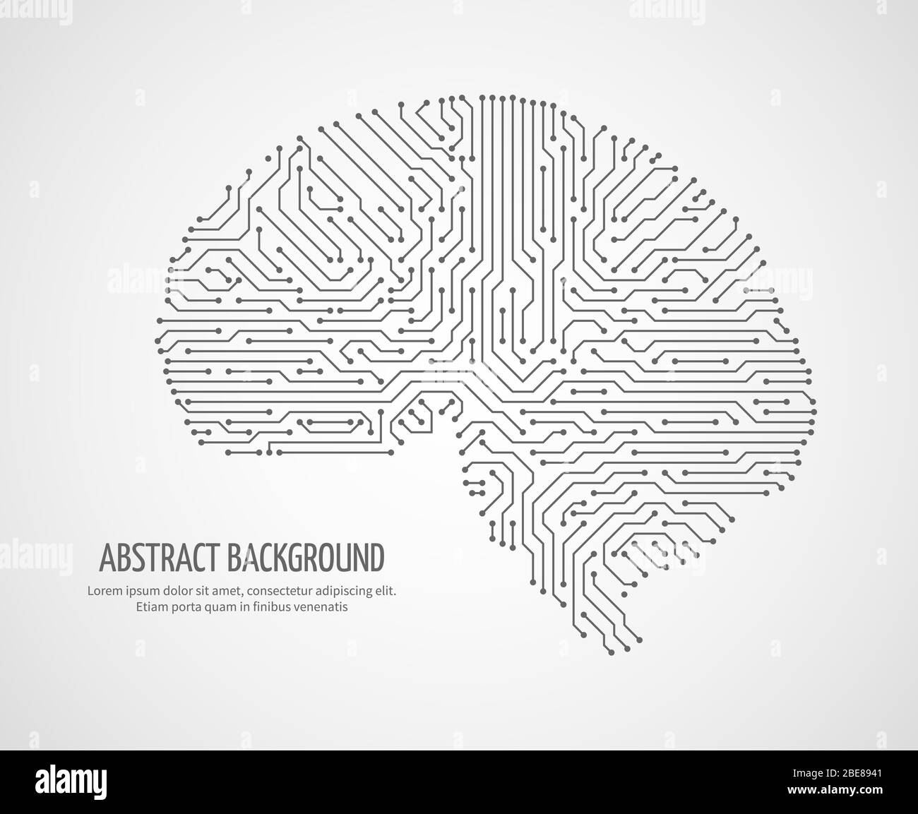 Digitales menschliches Gehirn mit Computerplatine. Elektronische Medizin Technologie Vektor-Konzept. Elektronische menschliche Gehirn-Technologie Illustration Stock Vektor