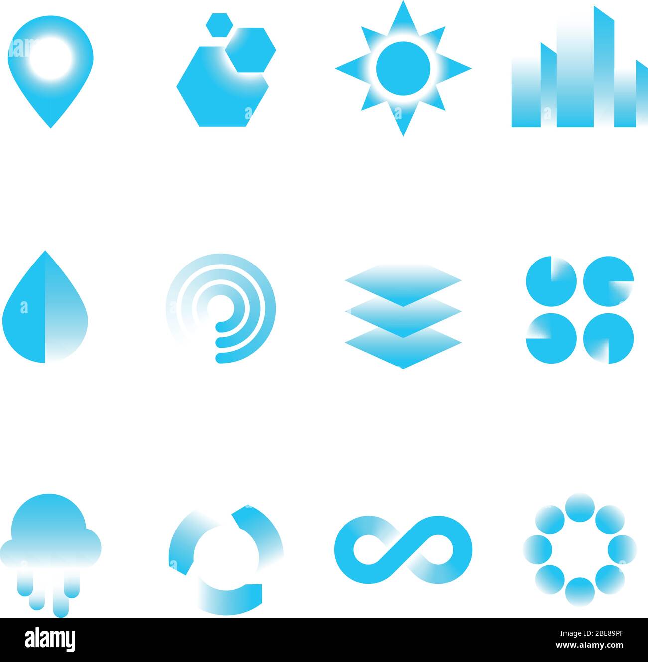 Einfache geometrische abstrakte Vektorformen mit Verläufen und Bewegungseffekten für das Logo-Design. Blue-Effekt moderne Form Logo Illustration Stock Vektor