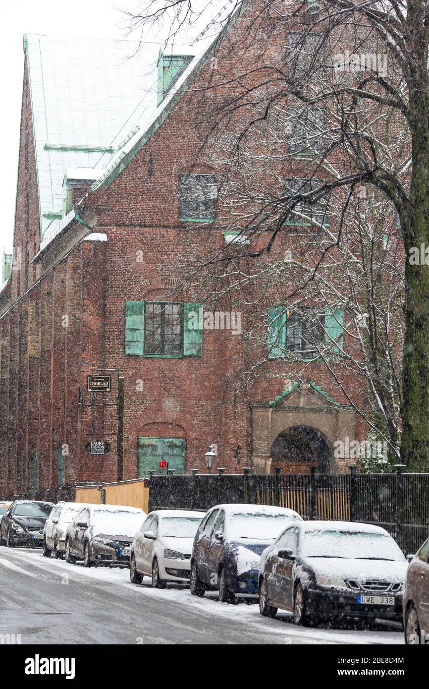 Stoische und schöne Architektur ist ein Merkmal von Göteborg, Schwedens zweiter Stadt, einem großen Hafen an der Westküste des skandinavischen Staates. Stockfoto