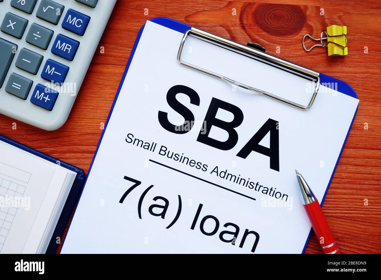 SBA 7a Darlehen leeres Formular zum Ausfüllen. Stockfoto