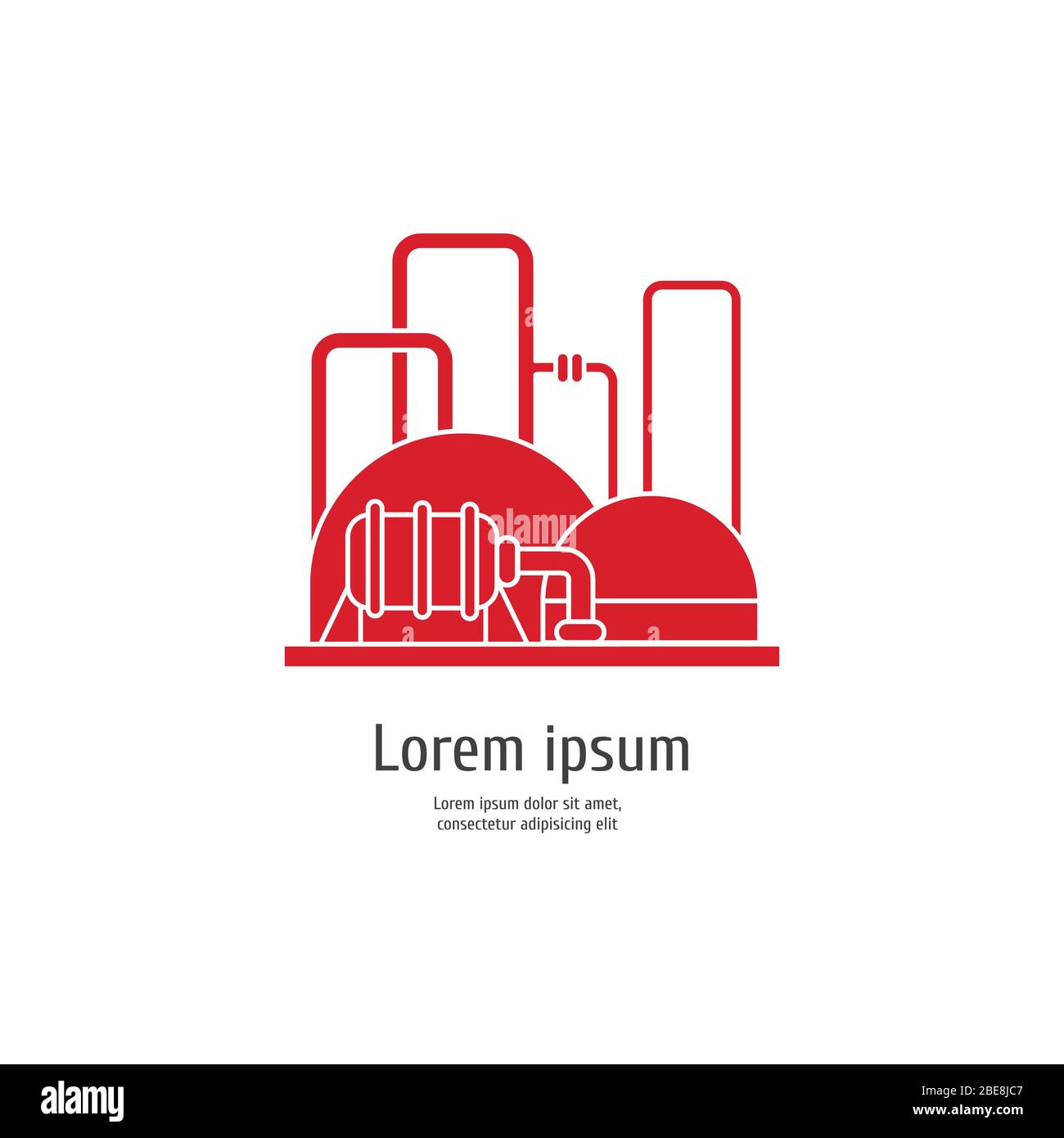 Kraftwerk für Schwerindustrie - rotes Symbol auf weißem Hintergrund. Vektorgrafik Stock Vektor