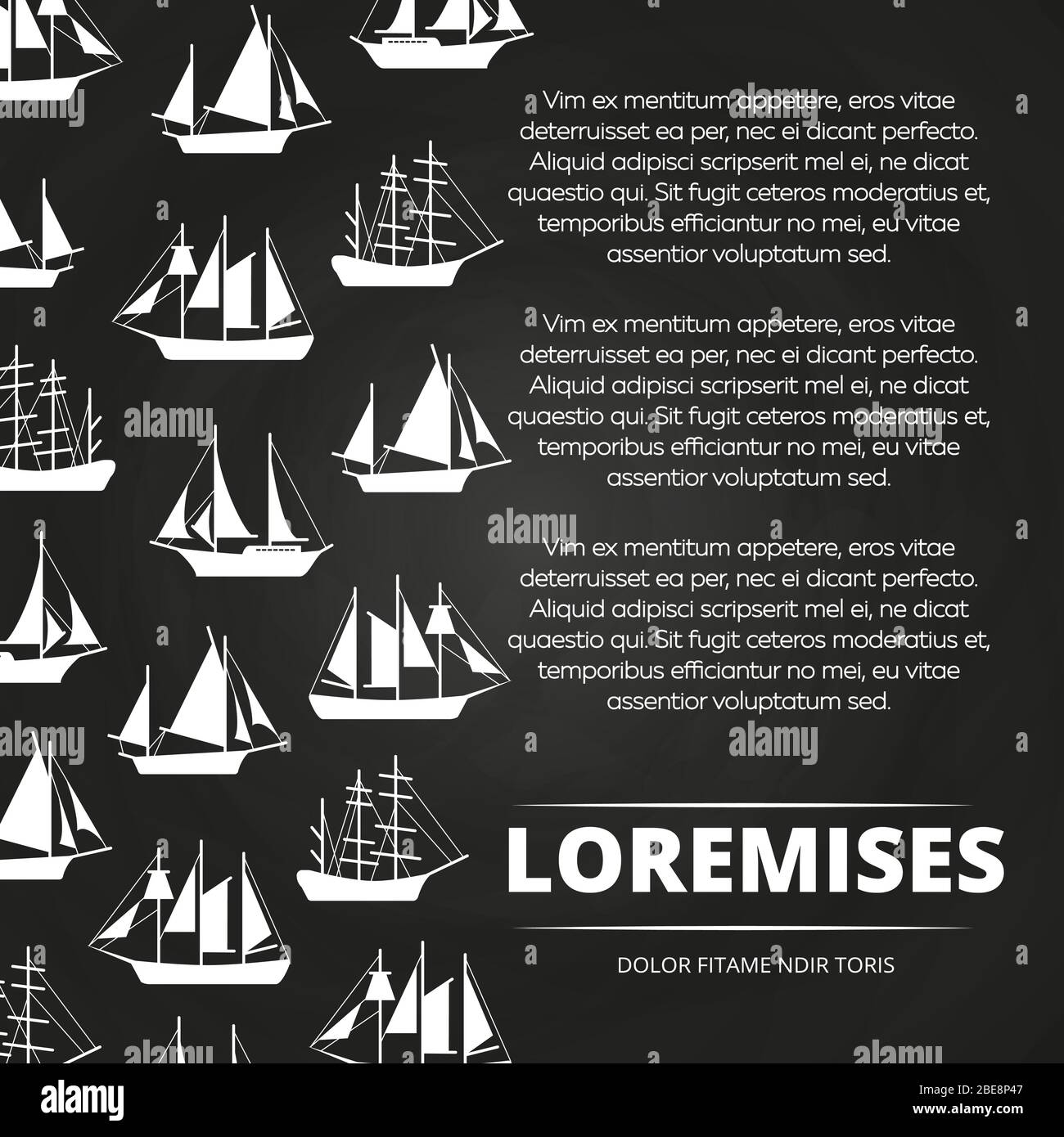 Segelboote Poster Design - Chalkbard Hintergrund mit Schiffen. Vektorgrafik Stock Vektor