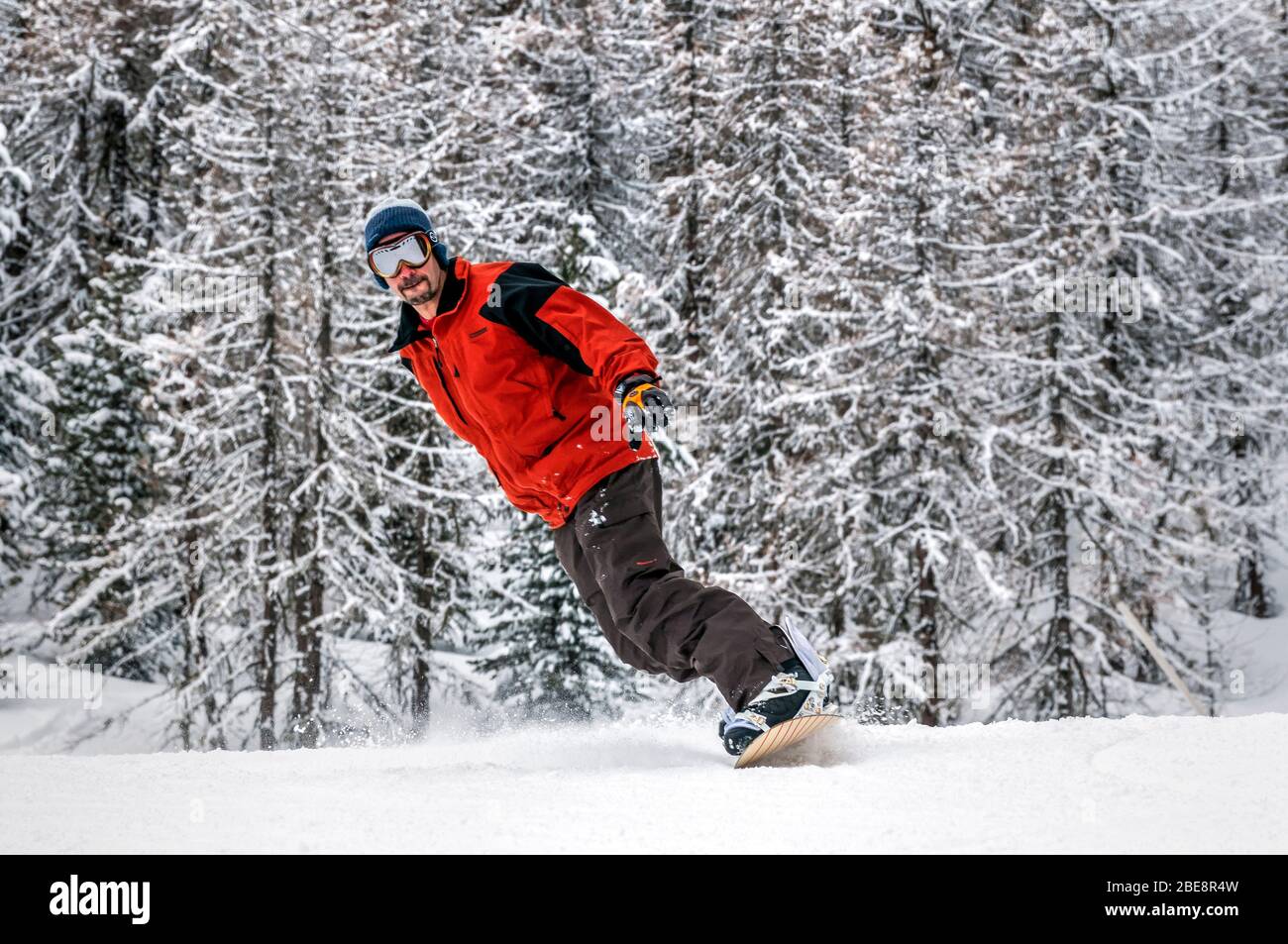 Snowboarder in La Thuile, Aostatal, Italien Stockfoto
