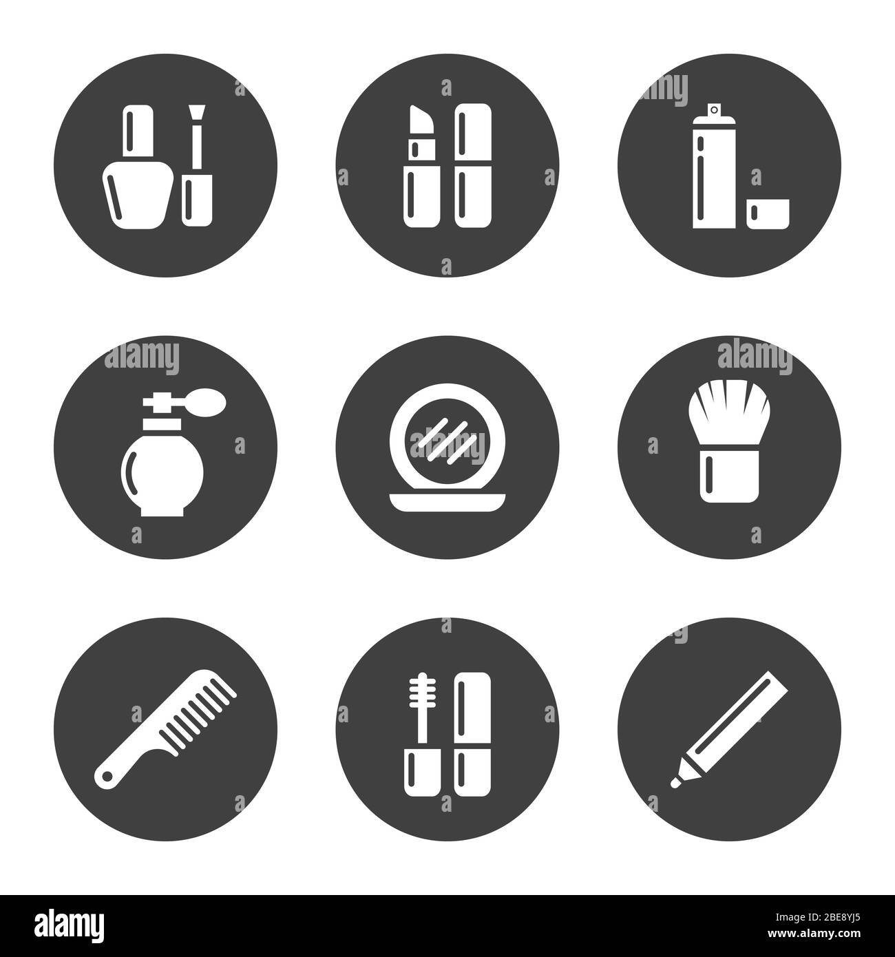 Dekorative Kosmetik-Icon-Set, Haar Kosmetik-und Parfüm-Icons Stock Vektor