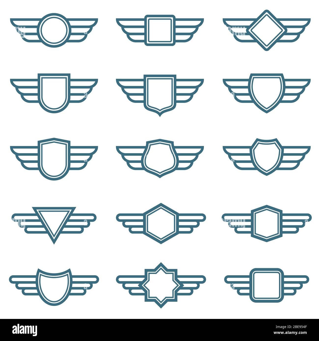 Adler Flügel Armee Vektor Abzeichen. Flugflügeletiketten. Geflügelte Pilotenembleme. Etikett und Abzeichen militärische Illustration Stock Vektor