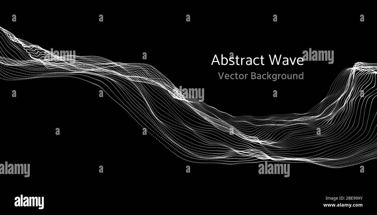 Mesh Netzwerk 3d abstrakten Welle und Partikel Vektor Hintergrund. Network Mesh Technology Wave digitale Illustration Stock Vektor