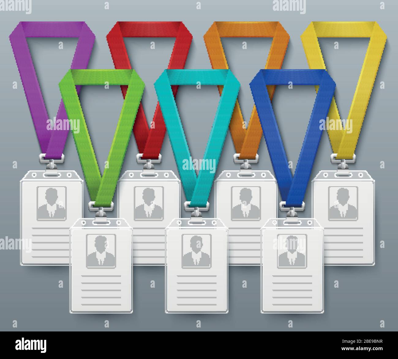 Office id Card Badges Farbe Lanyards Vektorvorlage. Business-Abzeichen für Büro Corporate Company Illustration Stock Vektor