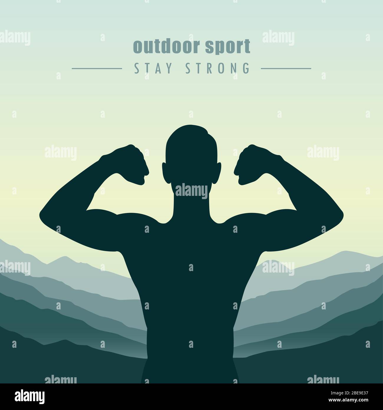 Starke muskulöse Mann Outdoor-Sport am Berg Ansicht Vektor-Illustration EPS10 Stock Vektor