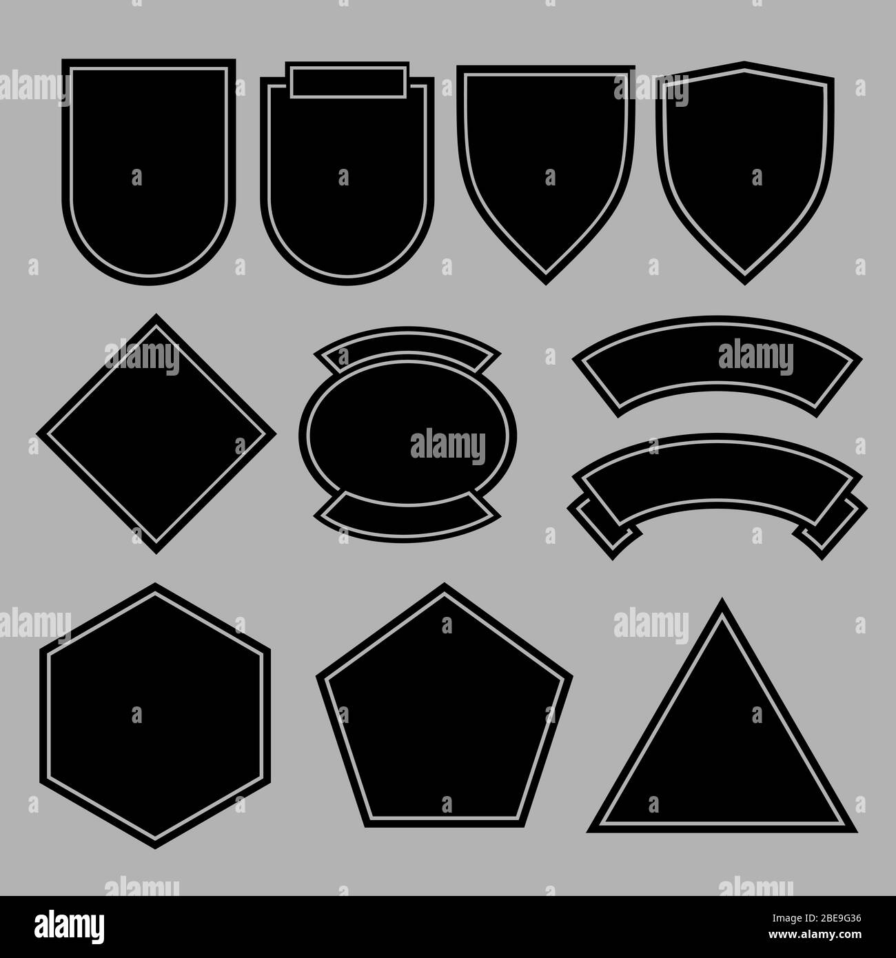 Muster für Army Patches oder militärische Abzeichen. Schwarze Form. Vektorgrafik Stock Vektor