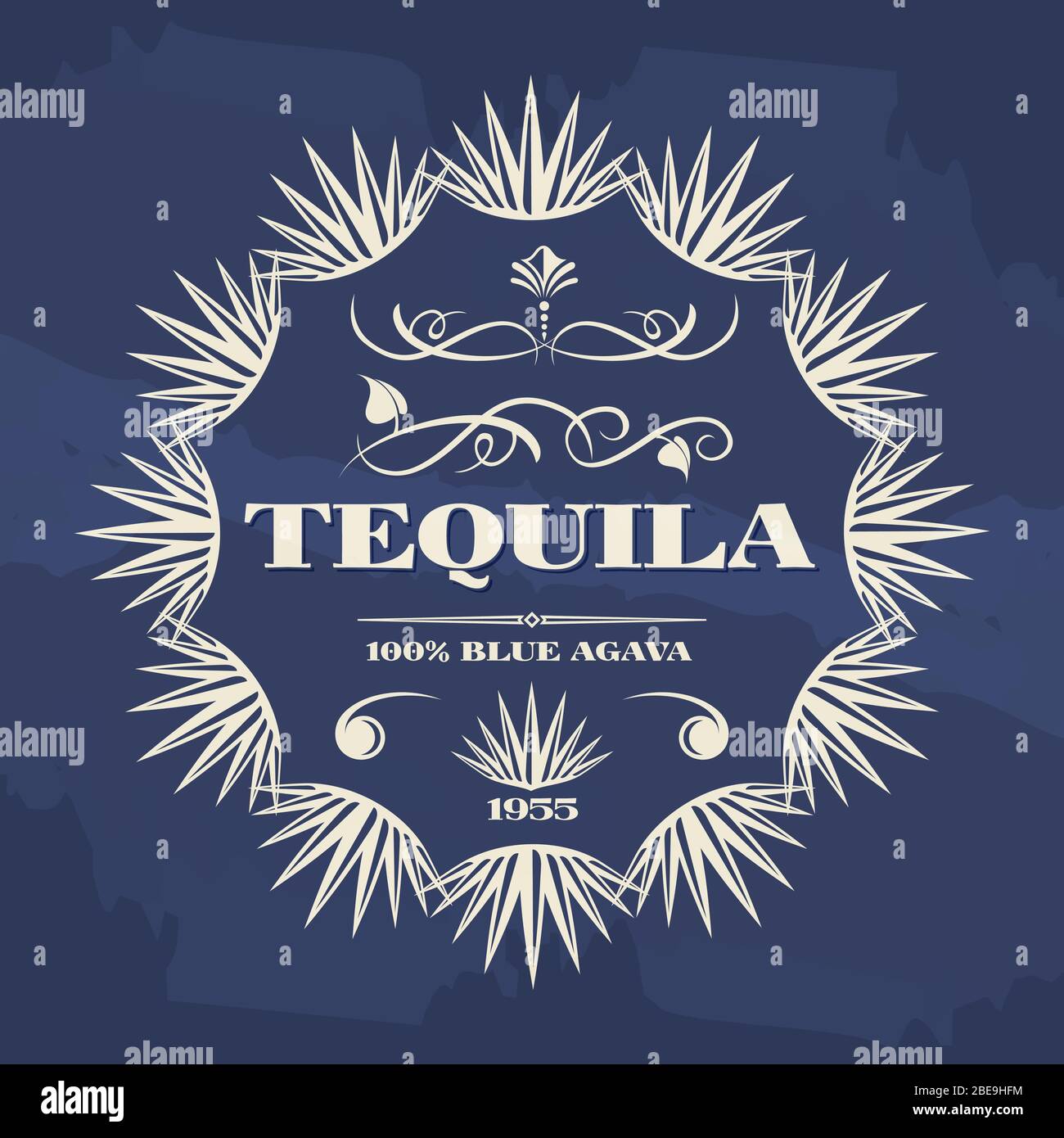 Vintage Tequila Banner oder Poster Design mit Agava Pflanzen. Vektorgrafik Stock Vektor